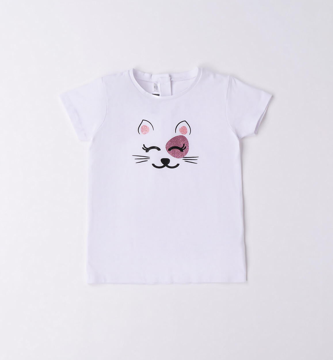 T-shirt bambina gattino glitter BIANCO Sarabanda