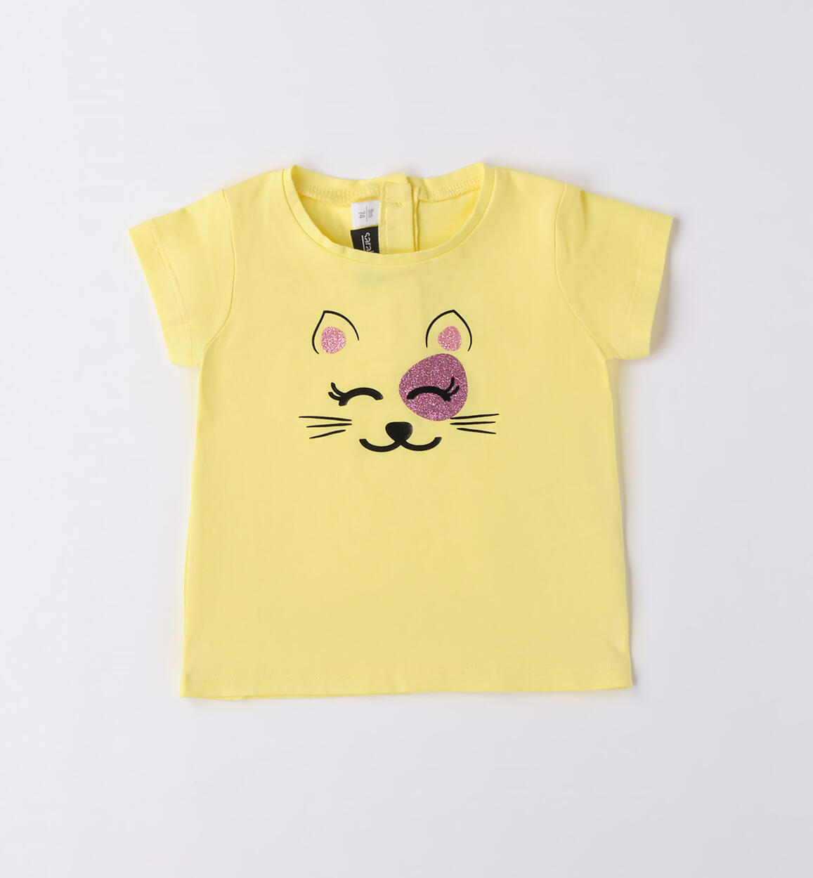T-shirt bambina gattino glitter GIALLO Sarabanda