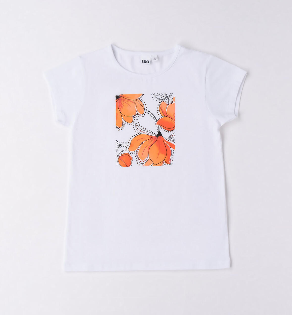 T-shirt ragazza con fiori BIANCO iDO