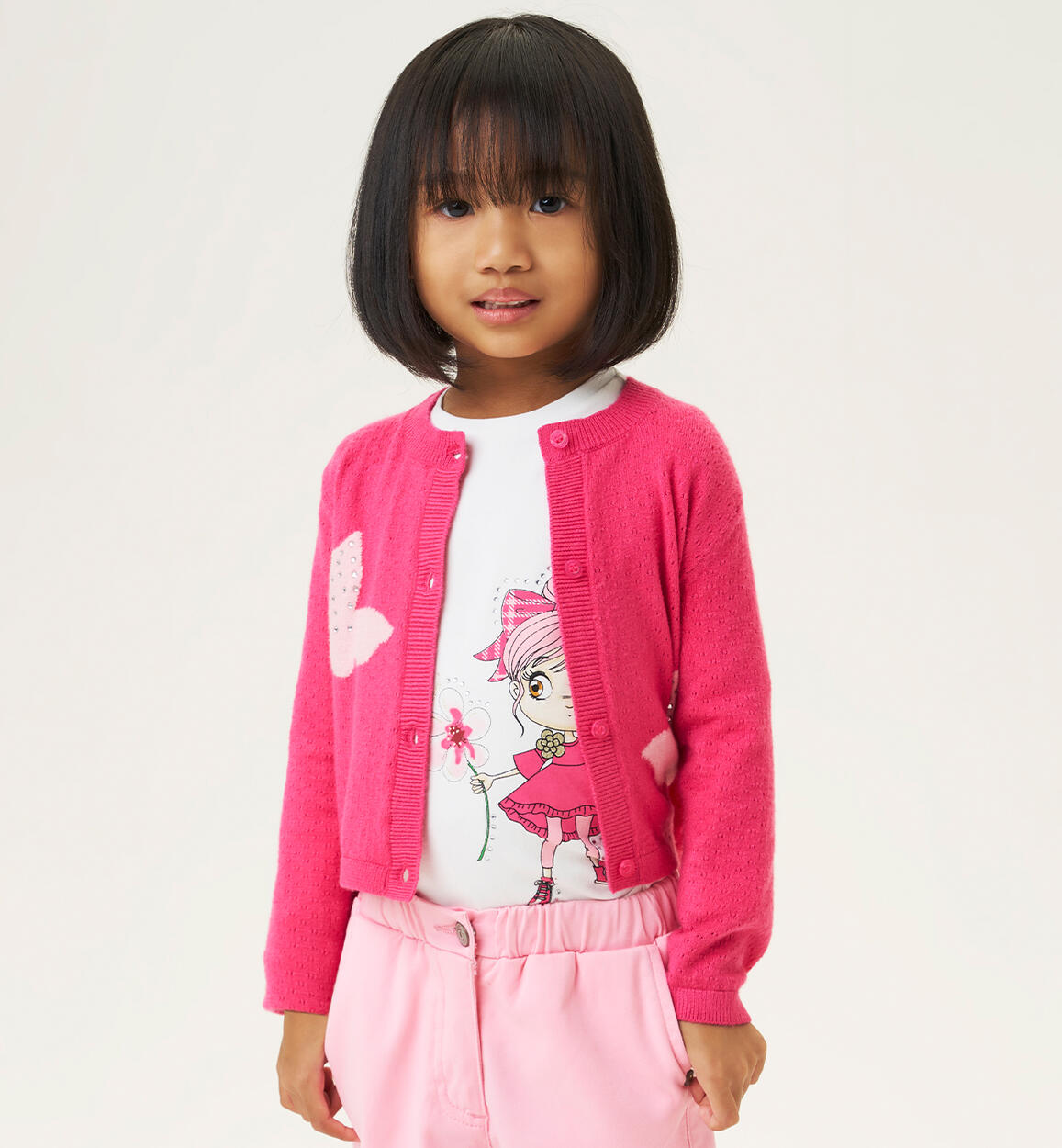 Cardigan with butterflies for girls FUCHSIA Sarabanda