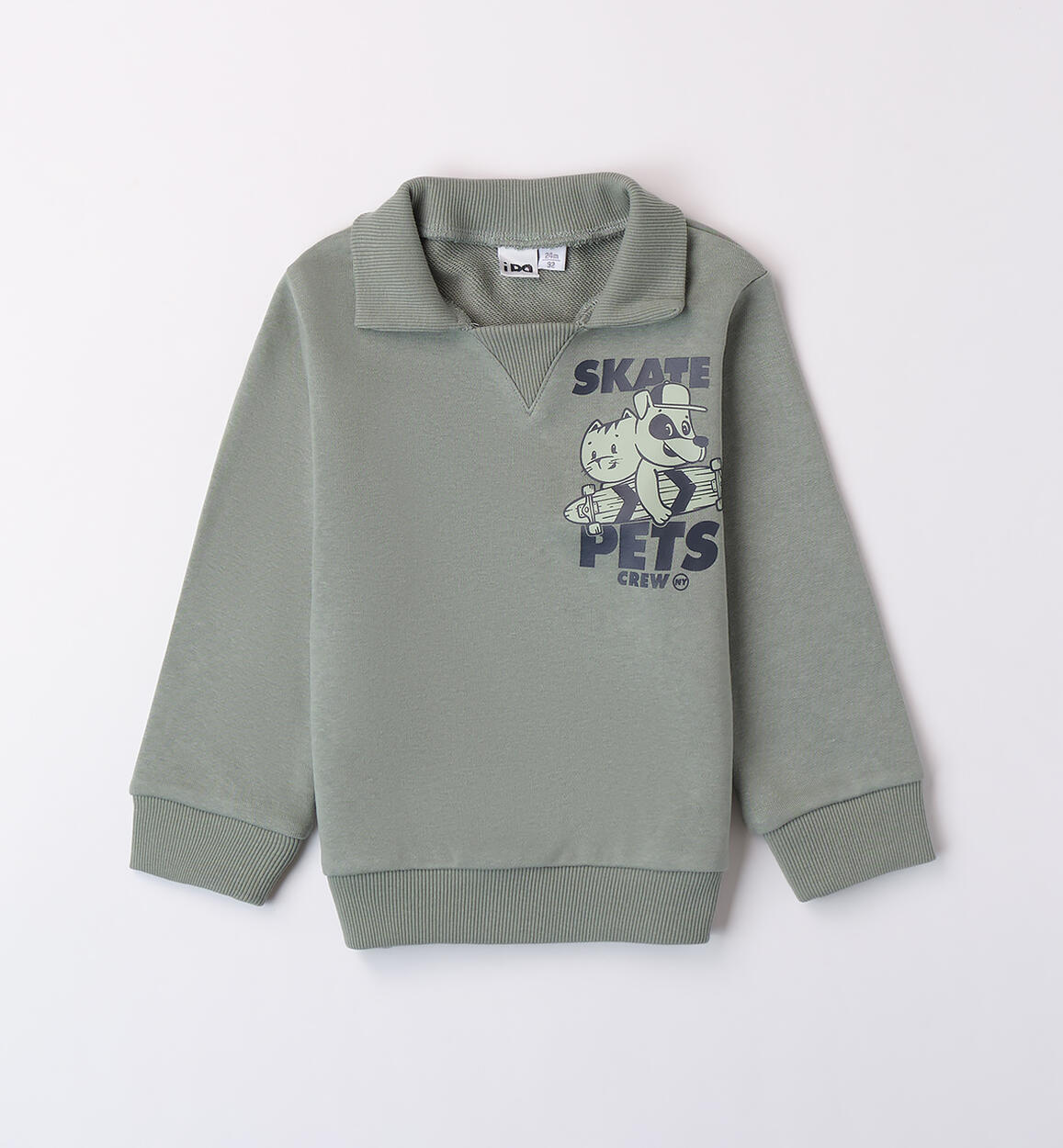 Felpa bambino con colletto VERDE iDO