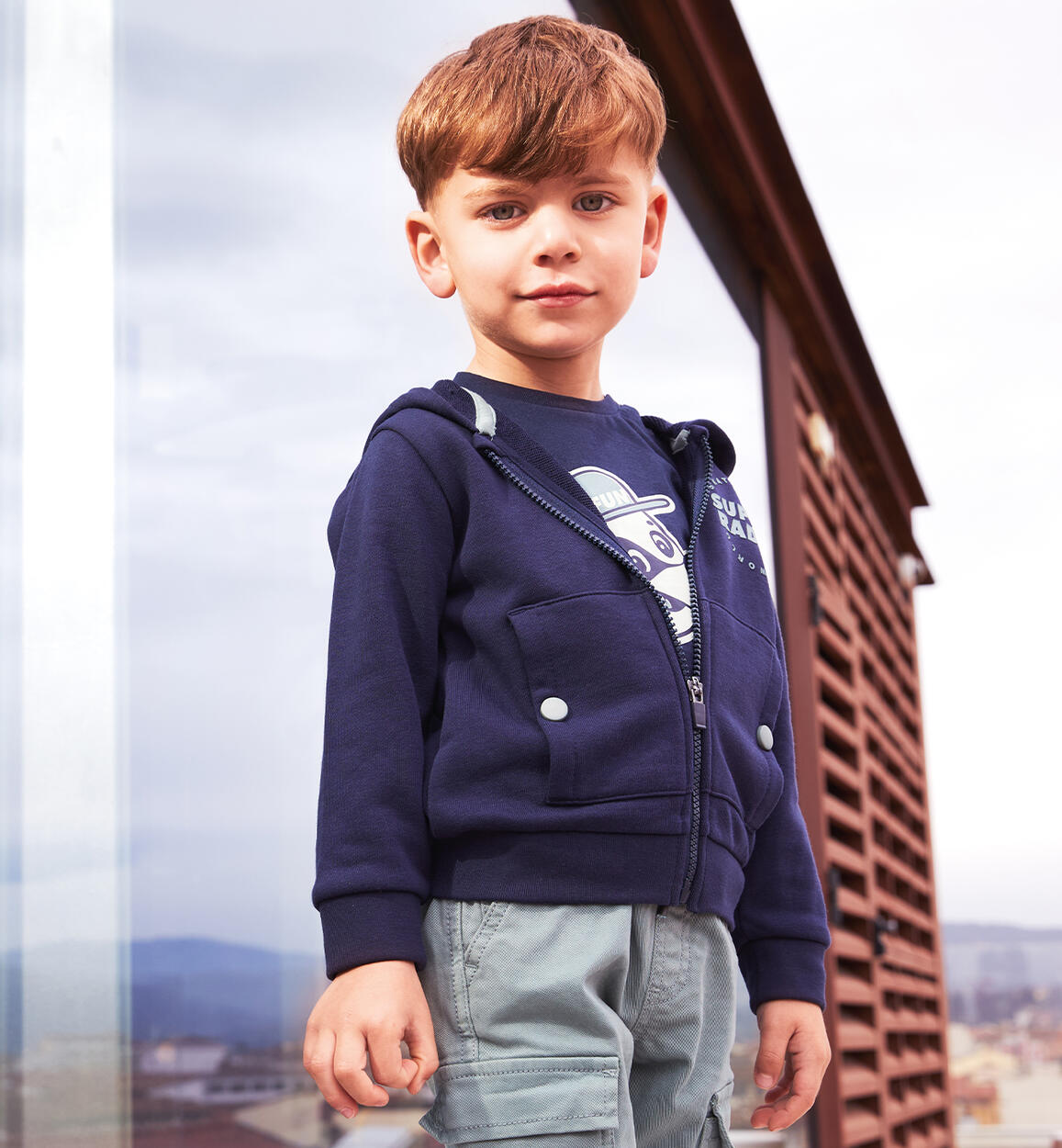 Felpa zip bambino BLU iDO