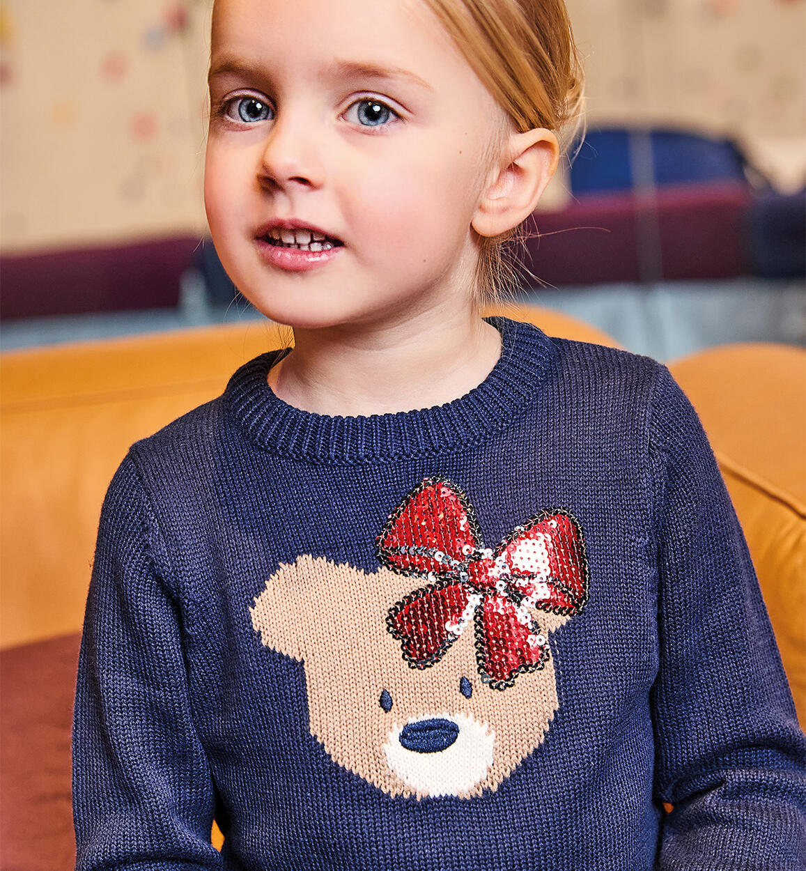 Sweater with bear for girls BLUE Sarabanda