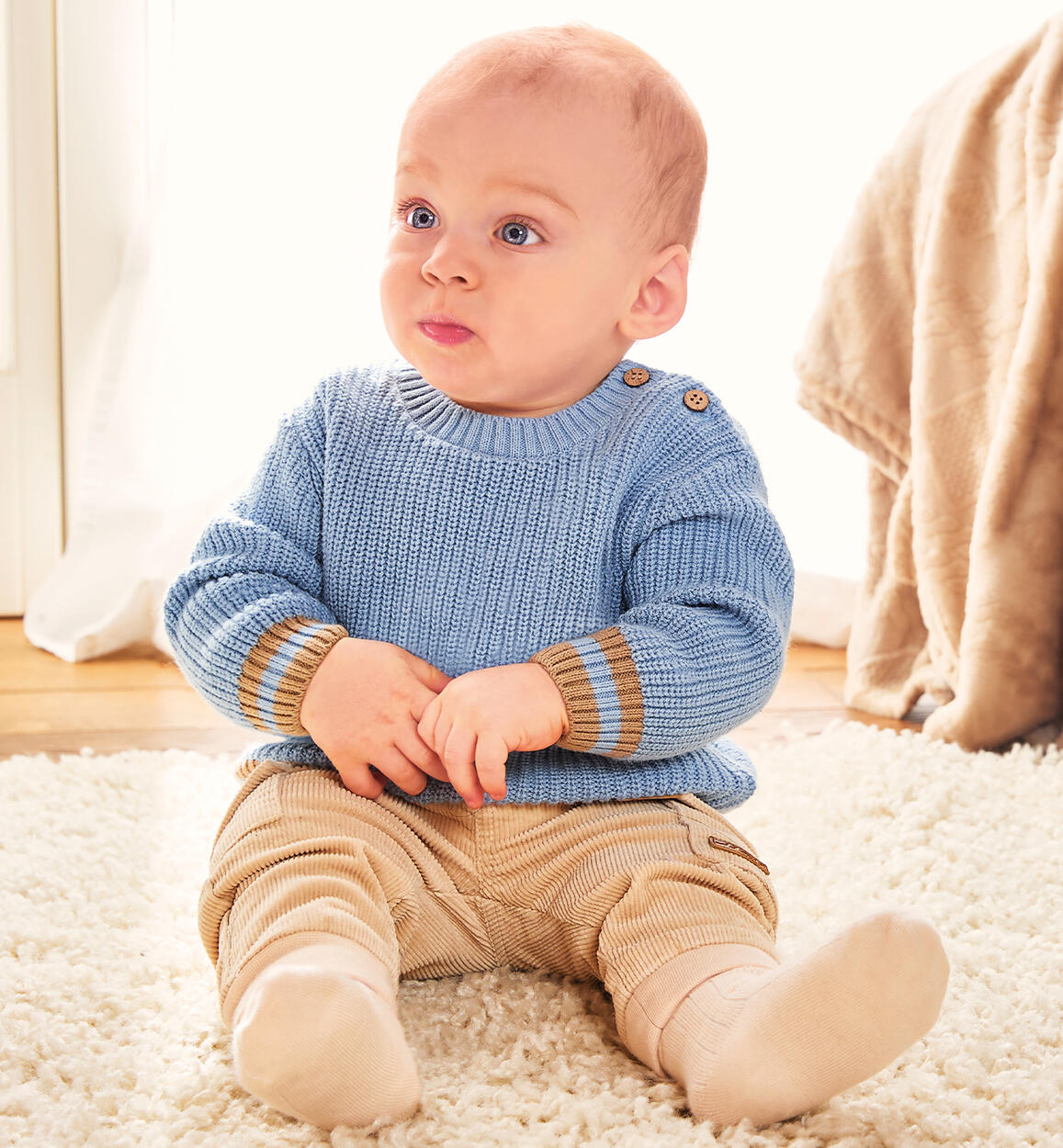 Pantaloni neonato con tasche PANNA Minibanda