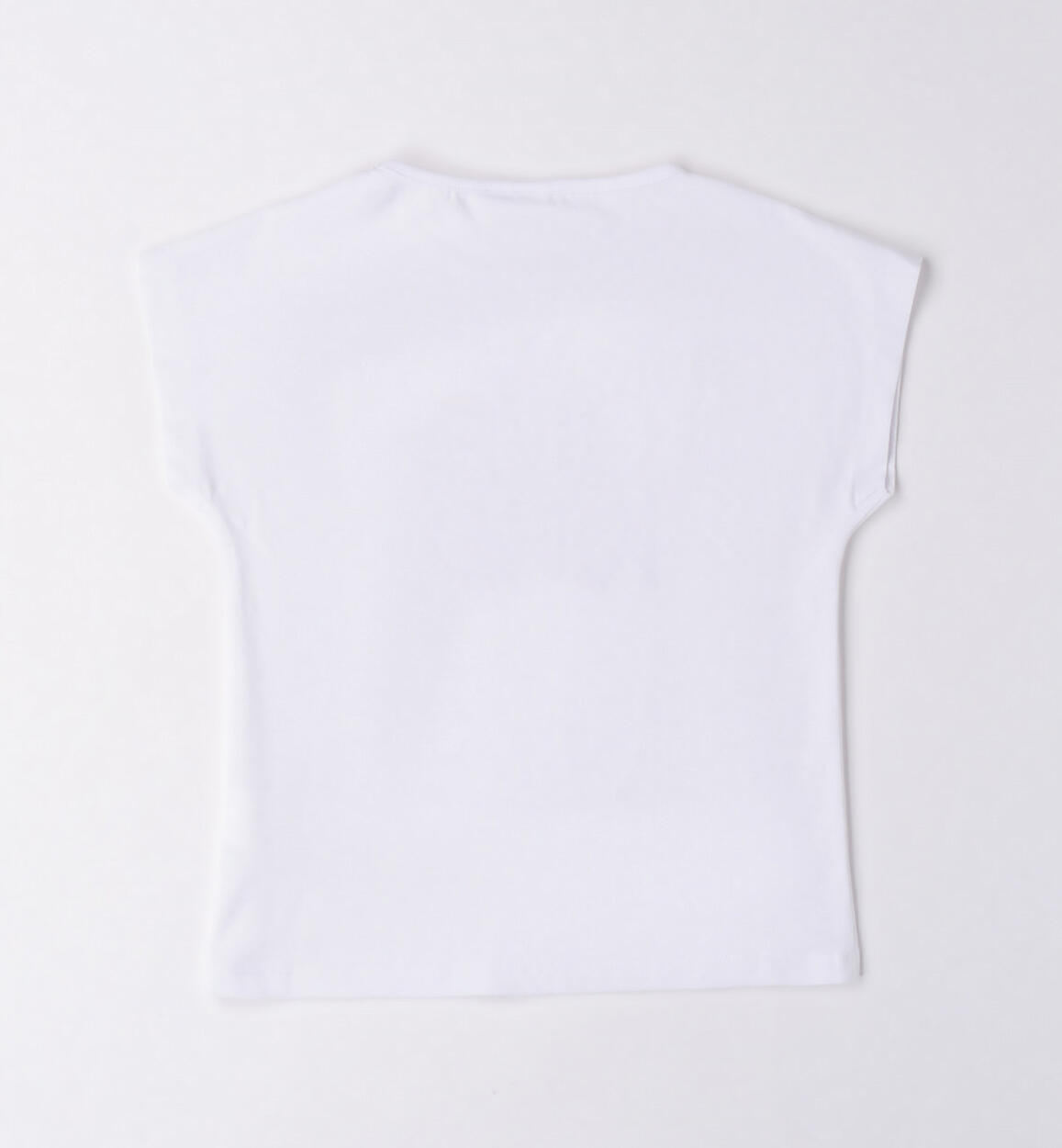 T-shirt ragazza scritta multicolor BIANCO-0113