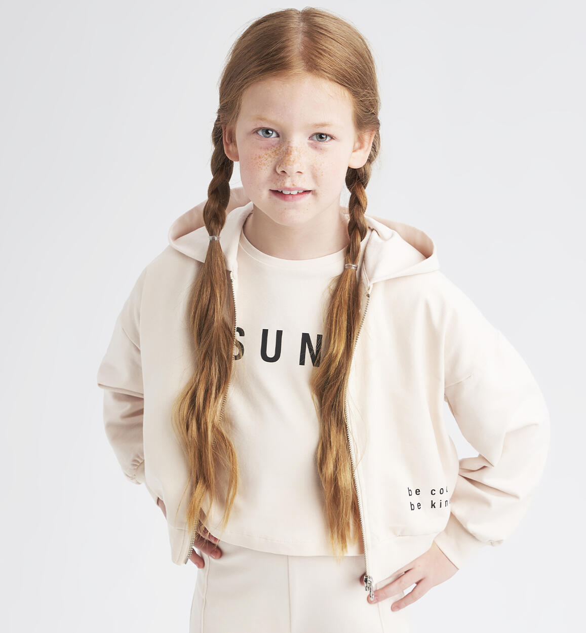 T-shirt ragazza stampa Sun BEIGE iDO