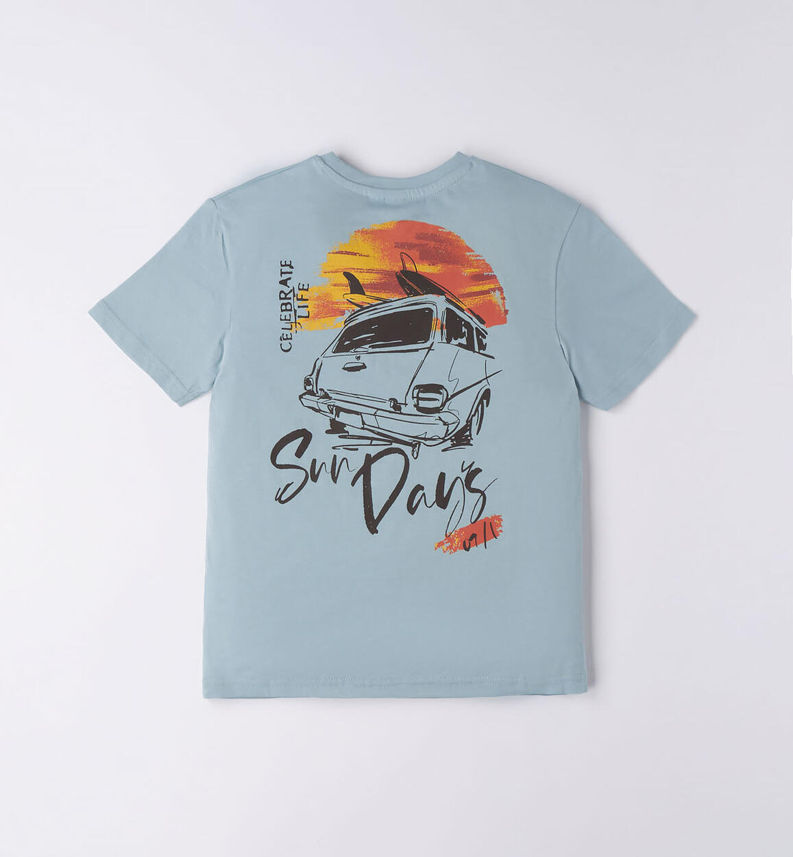 T-shirt stampa colorata per ragazzo AZZURRO-3921