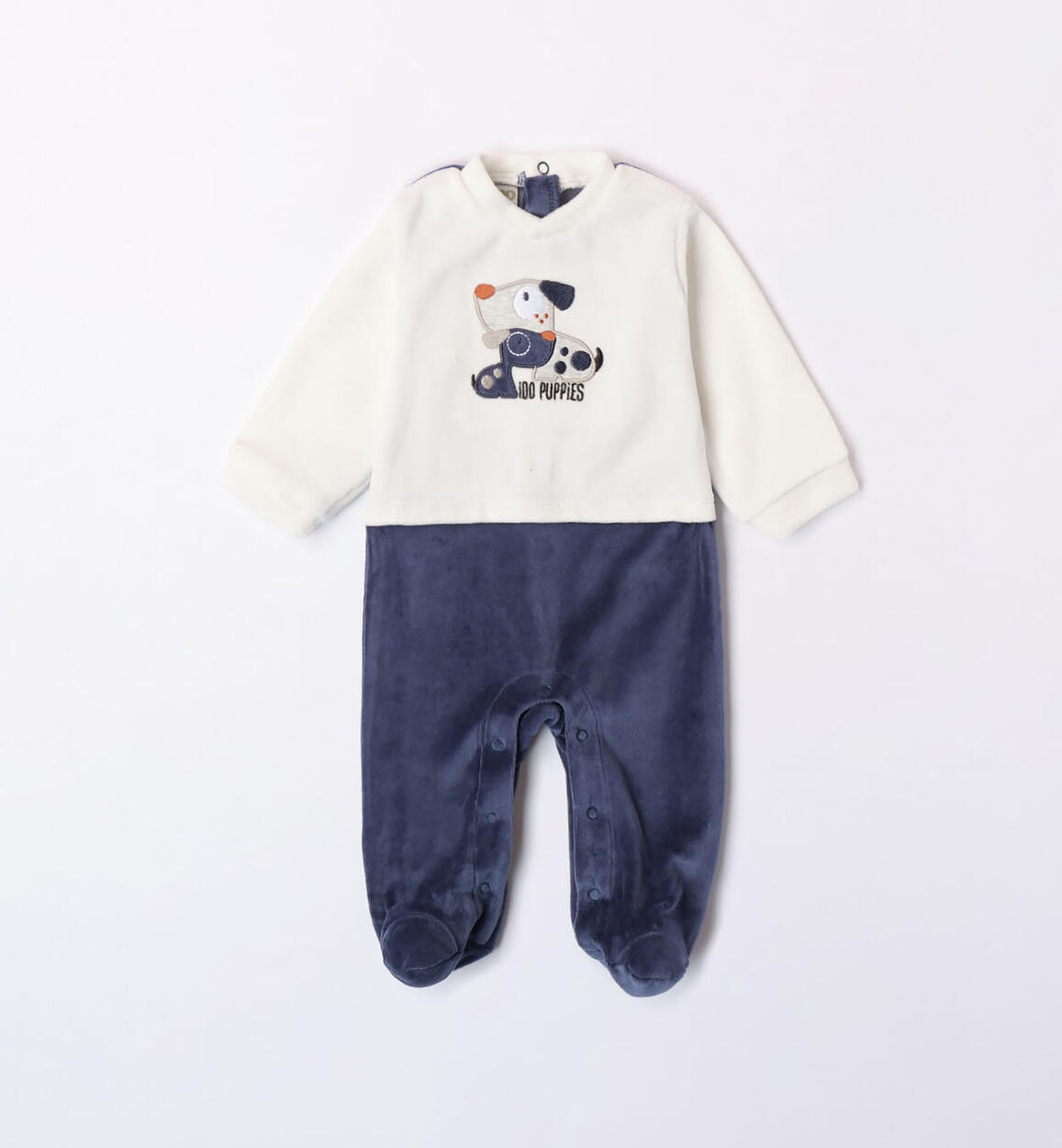 Tutina neonato in ciniglia bicolor BLU iDO