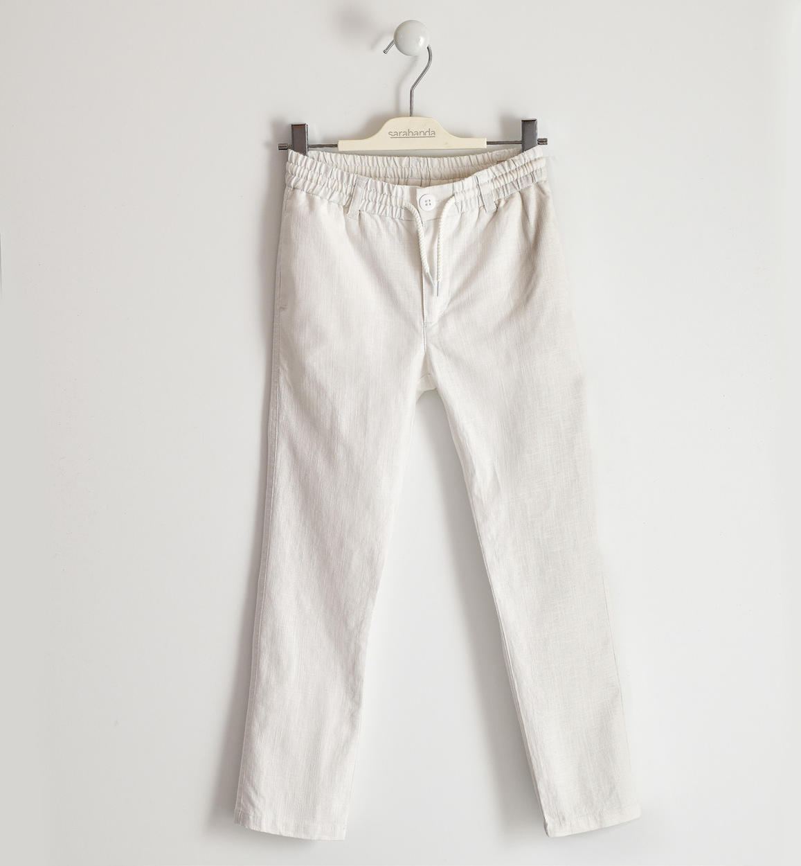 Pantalone lungo in lino e cotone BIANCO Sarabanda