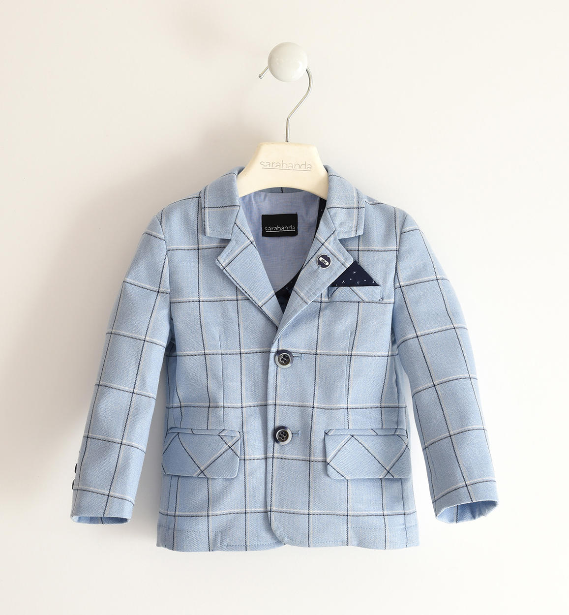 Giacca elegante bambino fantasia check BLU Sarabanda