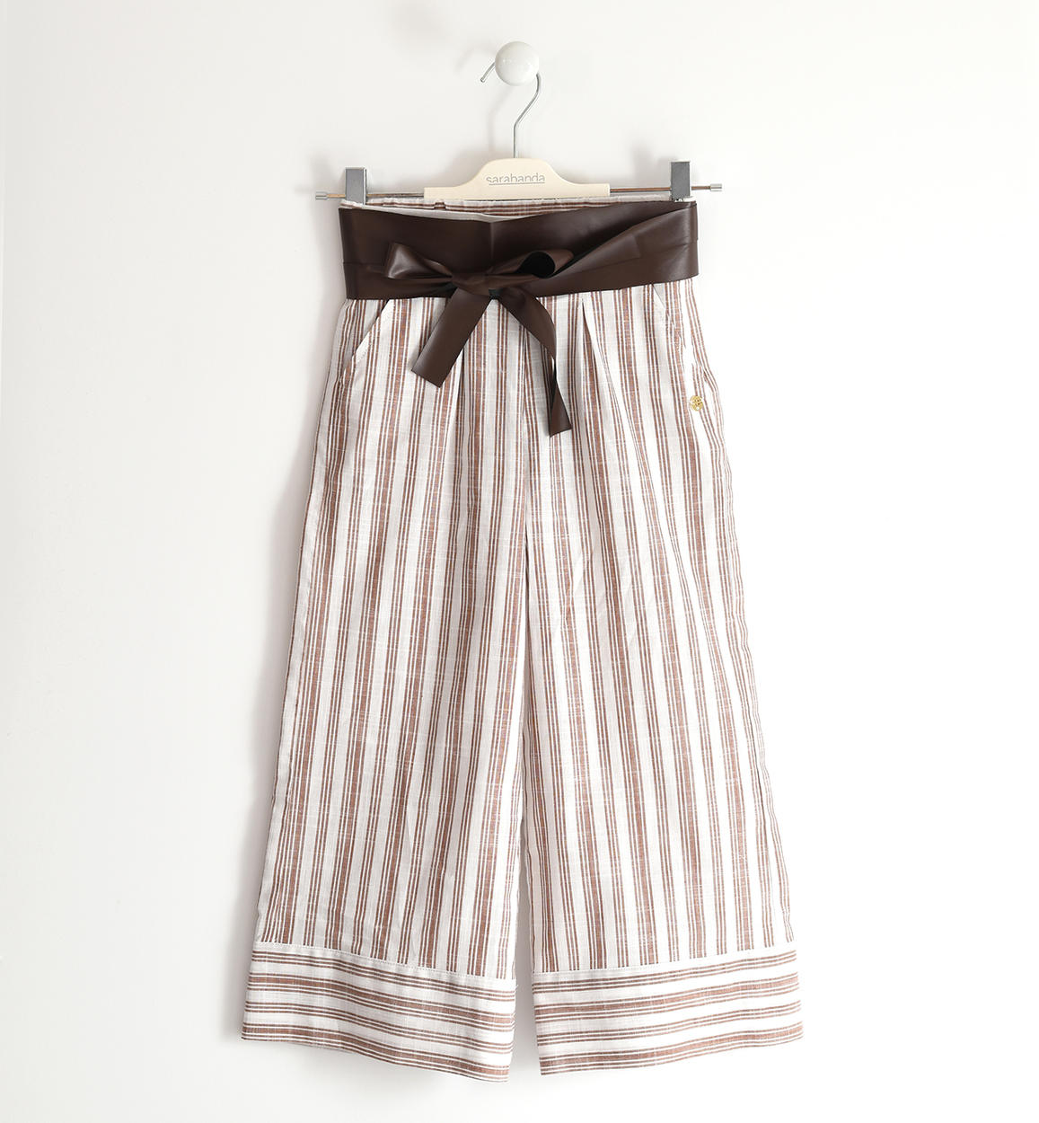 Pantalone bambina in gaucho 100% cotone MARRONE Sarabanda