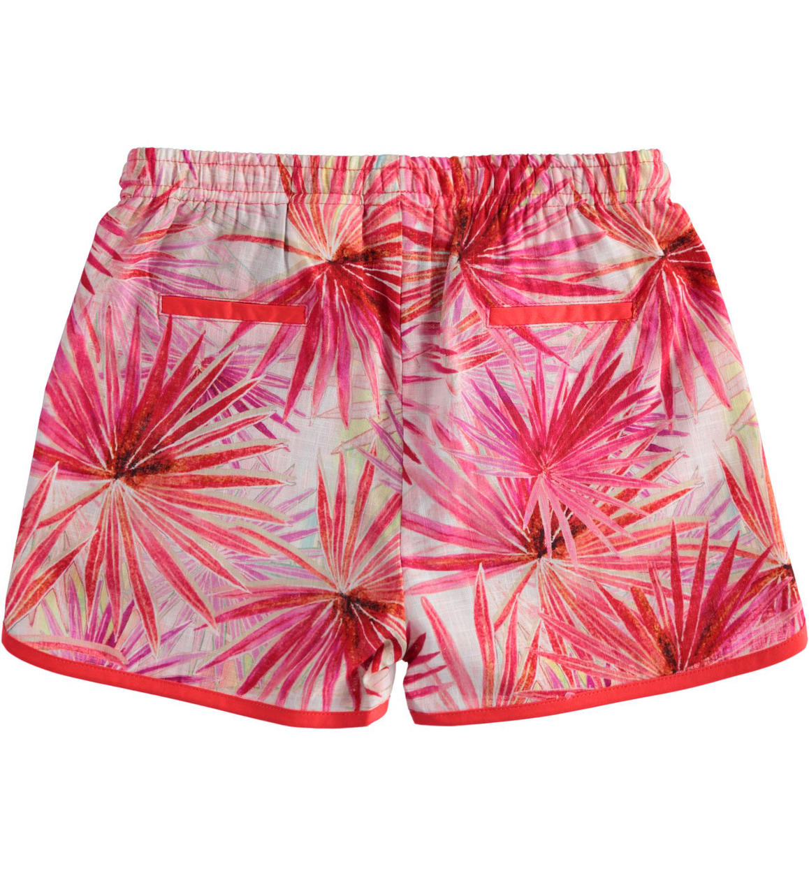 Pantaloncino corto 100% cotone fantasia hawaiana per bambina CORALLO-ROSA-6TA3 - 2570471500
