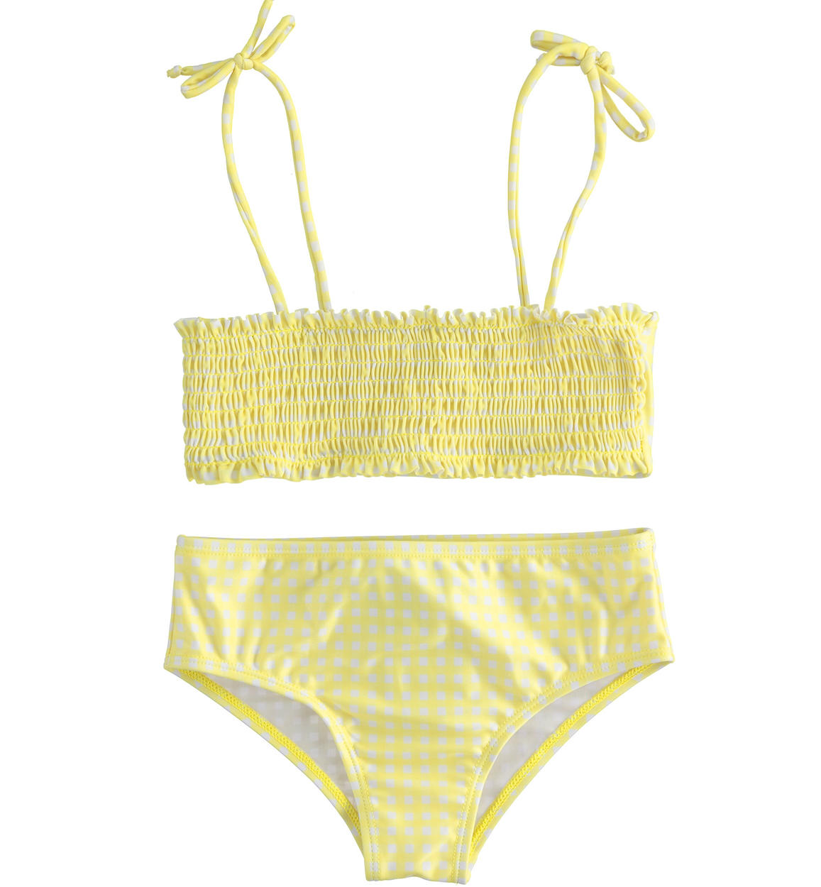 Costume due pezzi per bambina fantasia check GIALLO Sarabanda