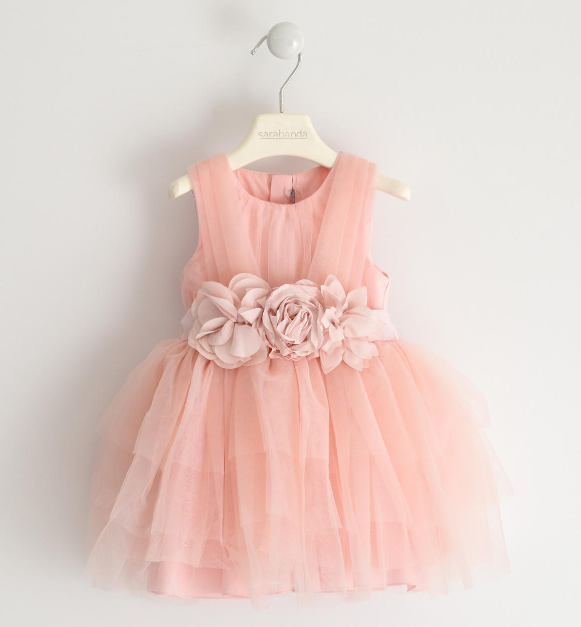 Abito in tulle con cintura di fiori per bambina da 6 mesi a 7 anni Sarabanda