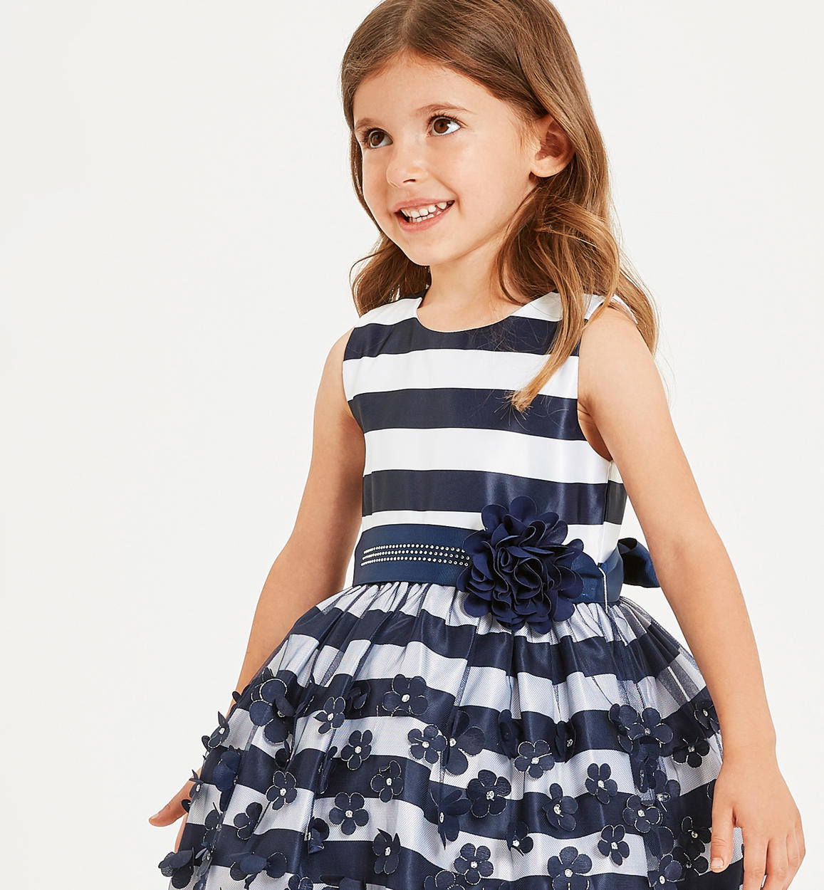 Elegante abito fantasia rigata con gonna in tulle per bambina da 6 mesi a 7  anni Sarabanda - ABITI - Bambina - Sarabanda