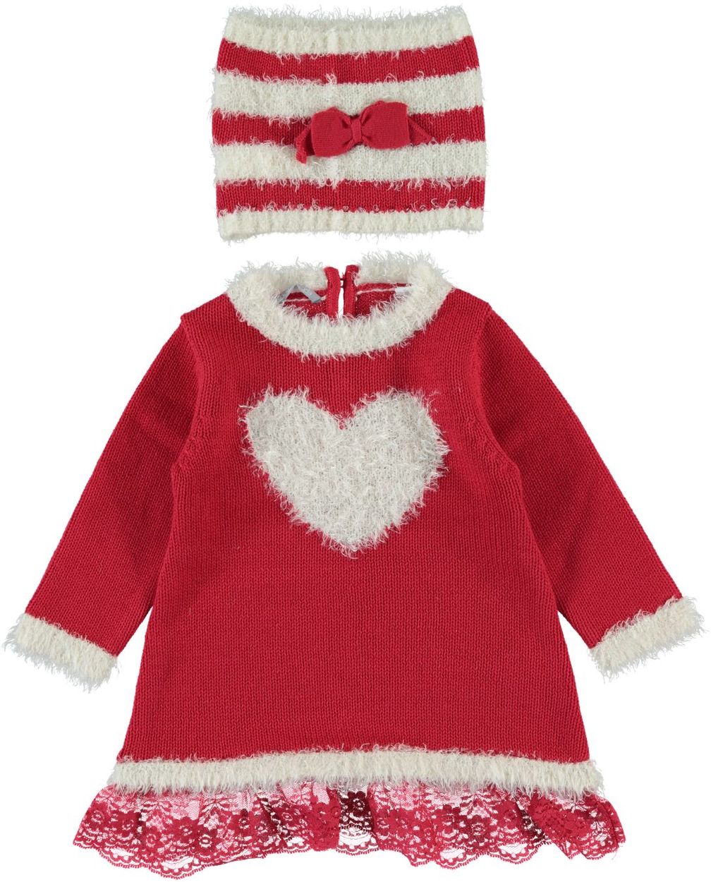 Vestito bimba in tricot con collo abbinato per bambina da 6 mesi a 7 anni  Sarabanda - Miniconf Shop