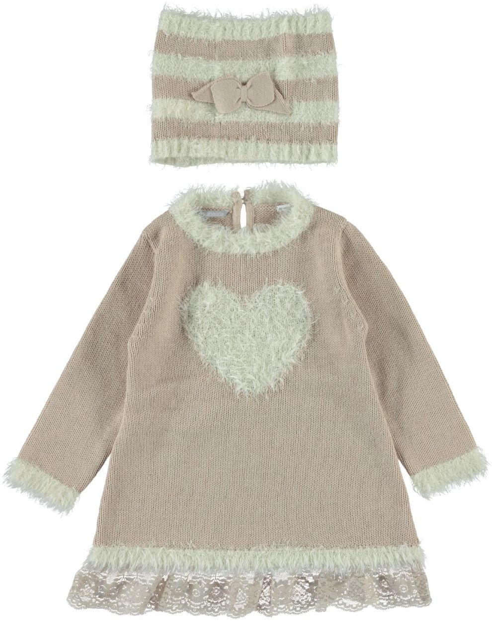 Vestito bimba in tricot con collo abbinato per bambina da 6 mesi a 7 anni  Sarabanda - Miniconf Shop