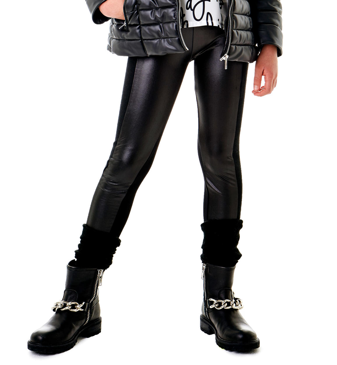 scarpe di separazione nuove immagini di grandi affari Pantalone leggings stile biker con rifiniture ecopelle per bambina ... scarpe di separazione nuove immagini di grandi affari Pantalone leggings stile biker con rifiniture ecopelle per bambina ...