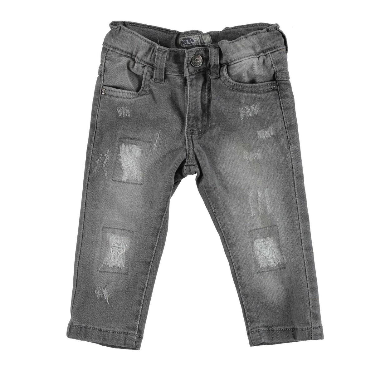 Jeans stretch effetto delavato con strappi arricchiti da toppe interne per  bambino da 6 mesi a 7 anni Sarabanda