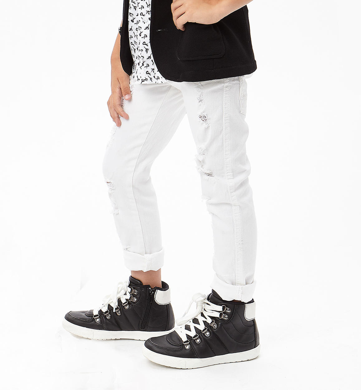 Pantalone slim fit in cotone arricchito da strappi sfilacciati per bambino  da 6 a 16 anni Sarabanda - PANTALONI - Bambino - Sarabanda
