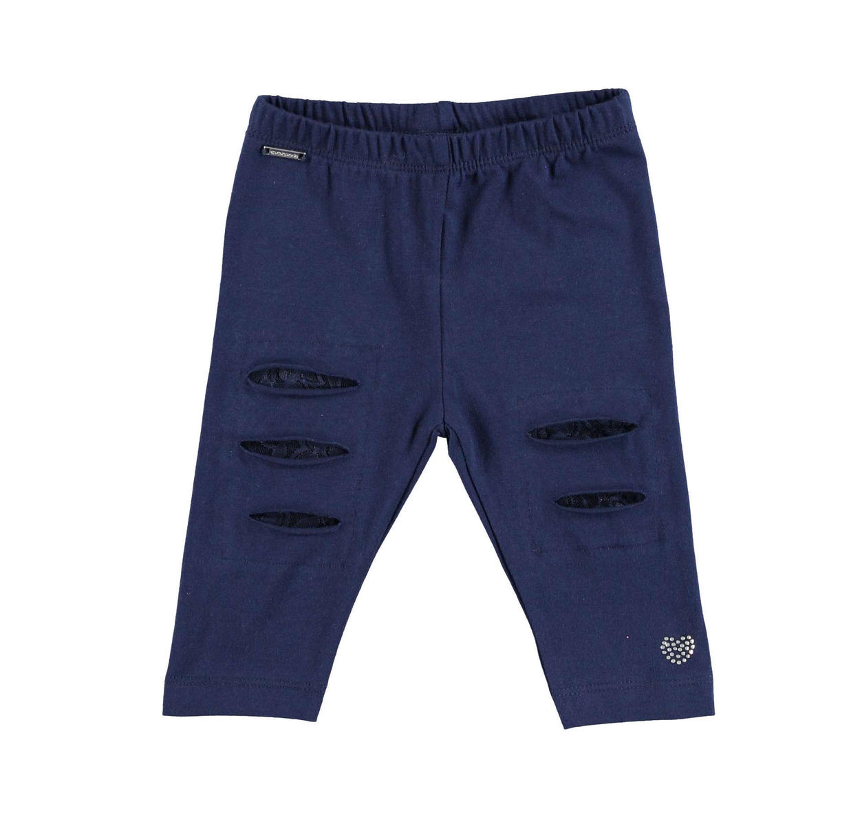 Leggings in cotone con strappi e toppe interne in pizzo per bambina da 6  mesi a 7 anni Sarabanda - Miniconf Shop