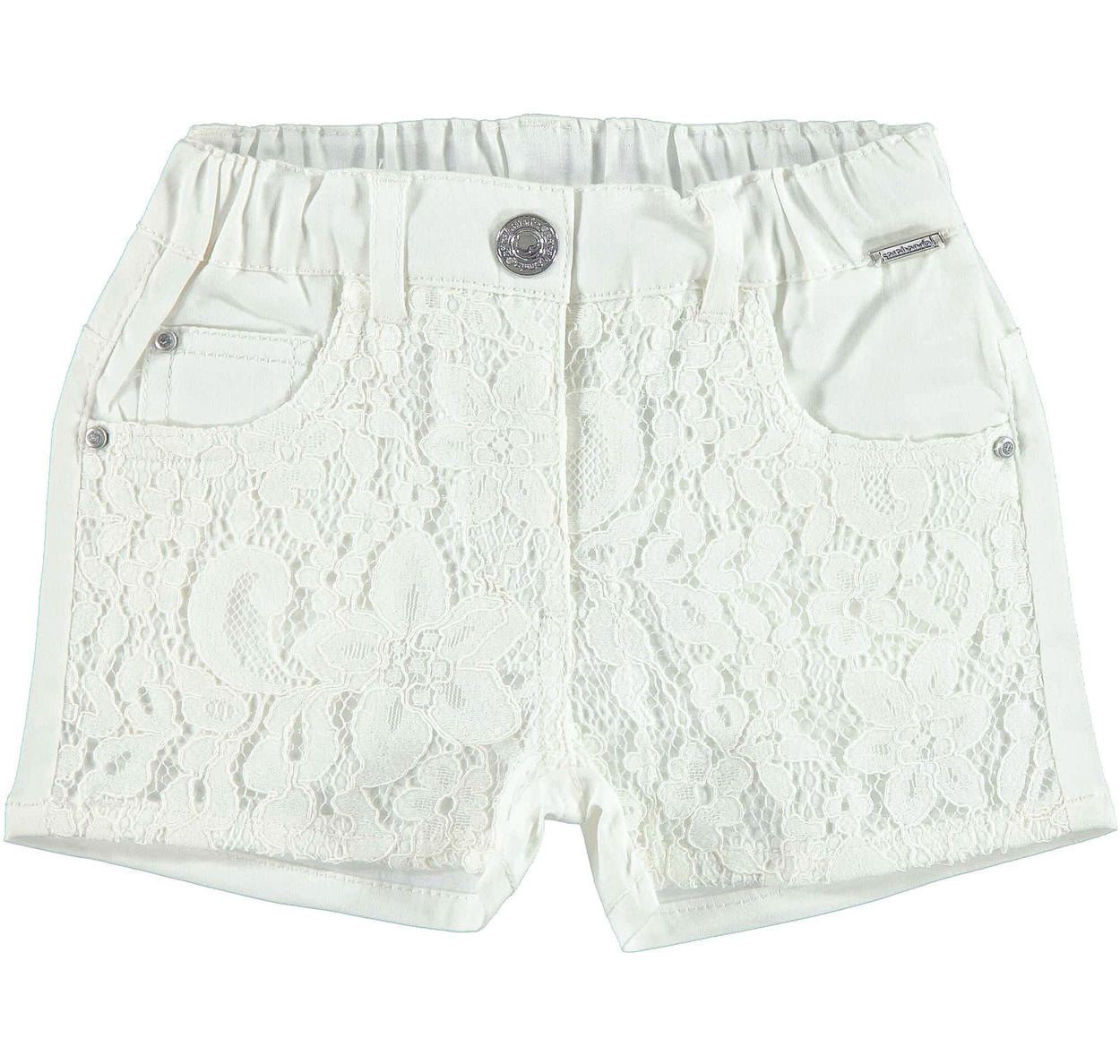 Short in satin di cotone con pizzo floreale per bambina da 6 mesi a 7 anni  Sarabanda - PANTALONI - Bambina - Sarabanda