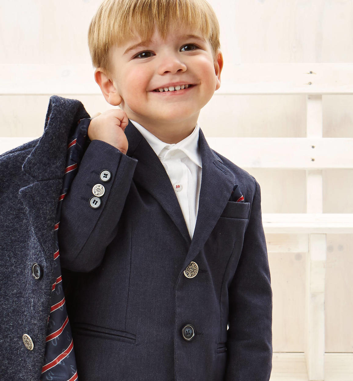 Completo Smoking Per Bambino 5 Pezzi - Giacca, Gilet, Camicia, Pantaloni E Cravatta, Taglia 1-6 Anni | Blu Navy - Foto 8