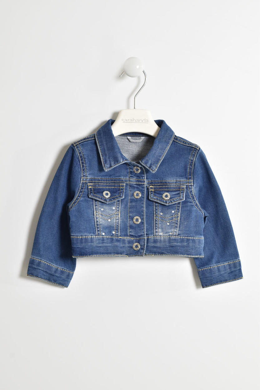 Giubbino jeans con best sale strass e perle