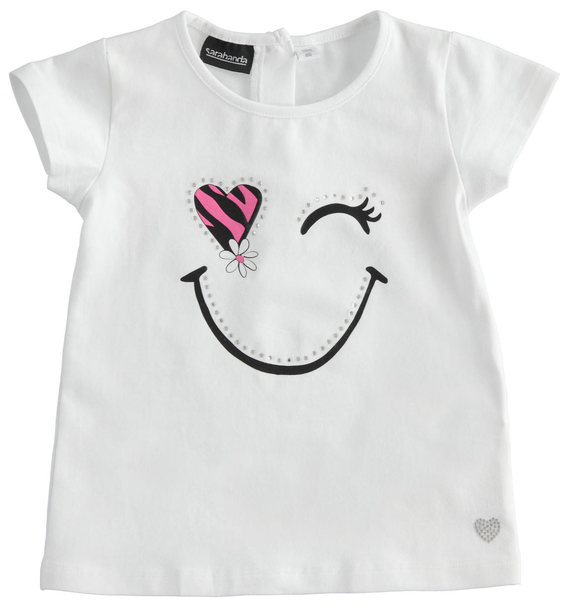 T-shirt bambina con strass BIANCO Sarabanda-Promo