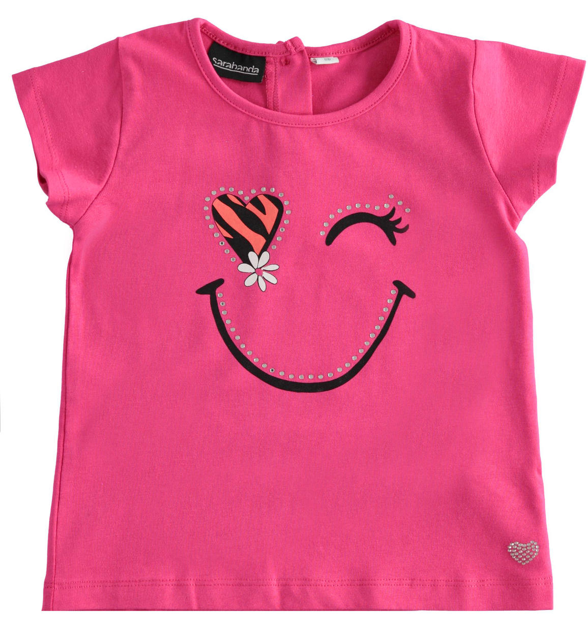 T-shirt bambina con strass FUCSIA Sarabanda-Promo