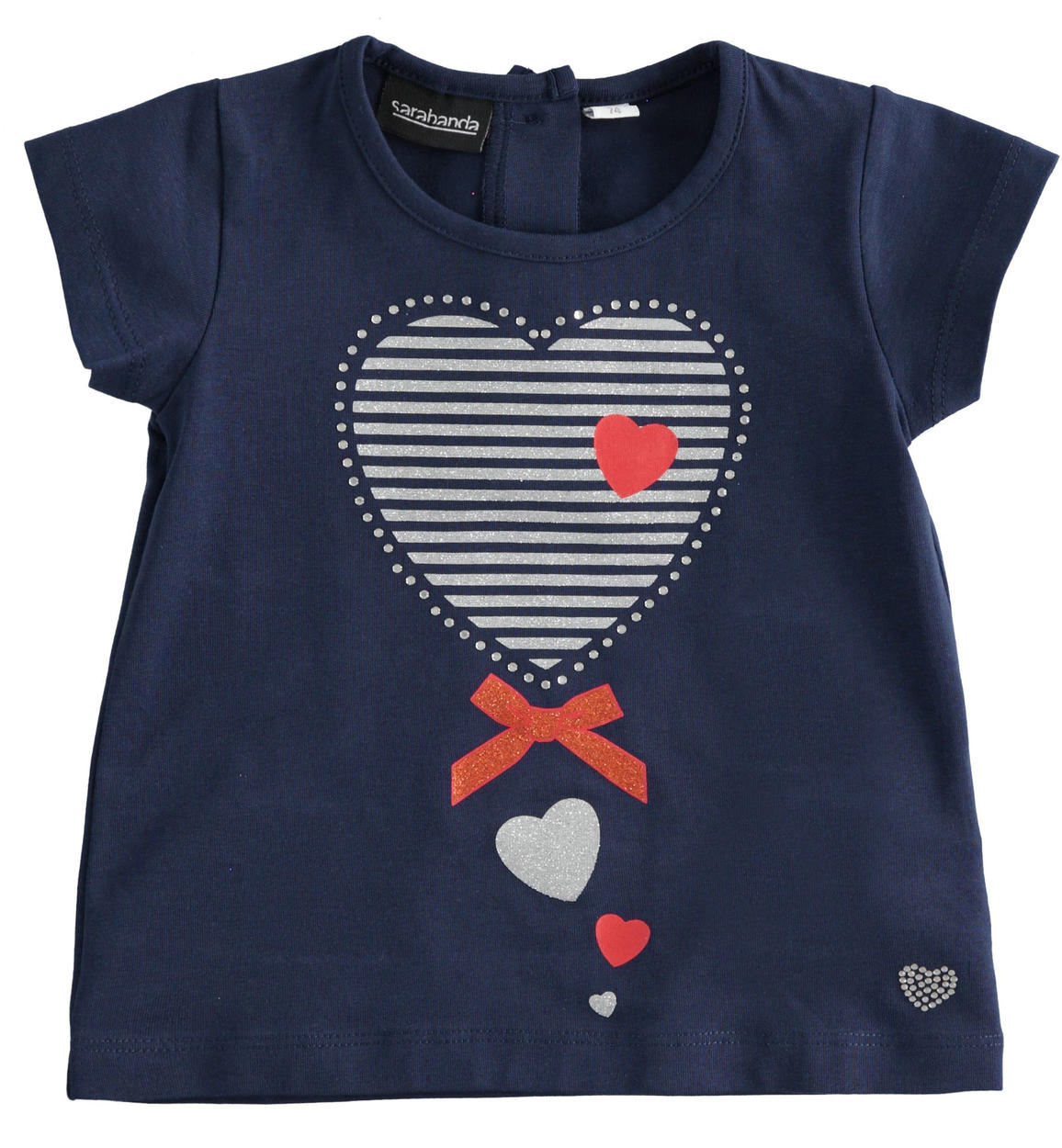T-shirt bambina con strass BLU Sarabanda-Promo