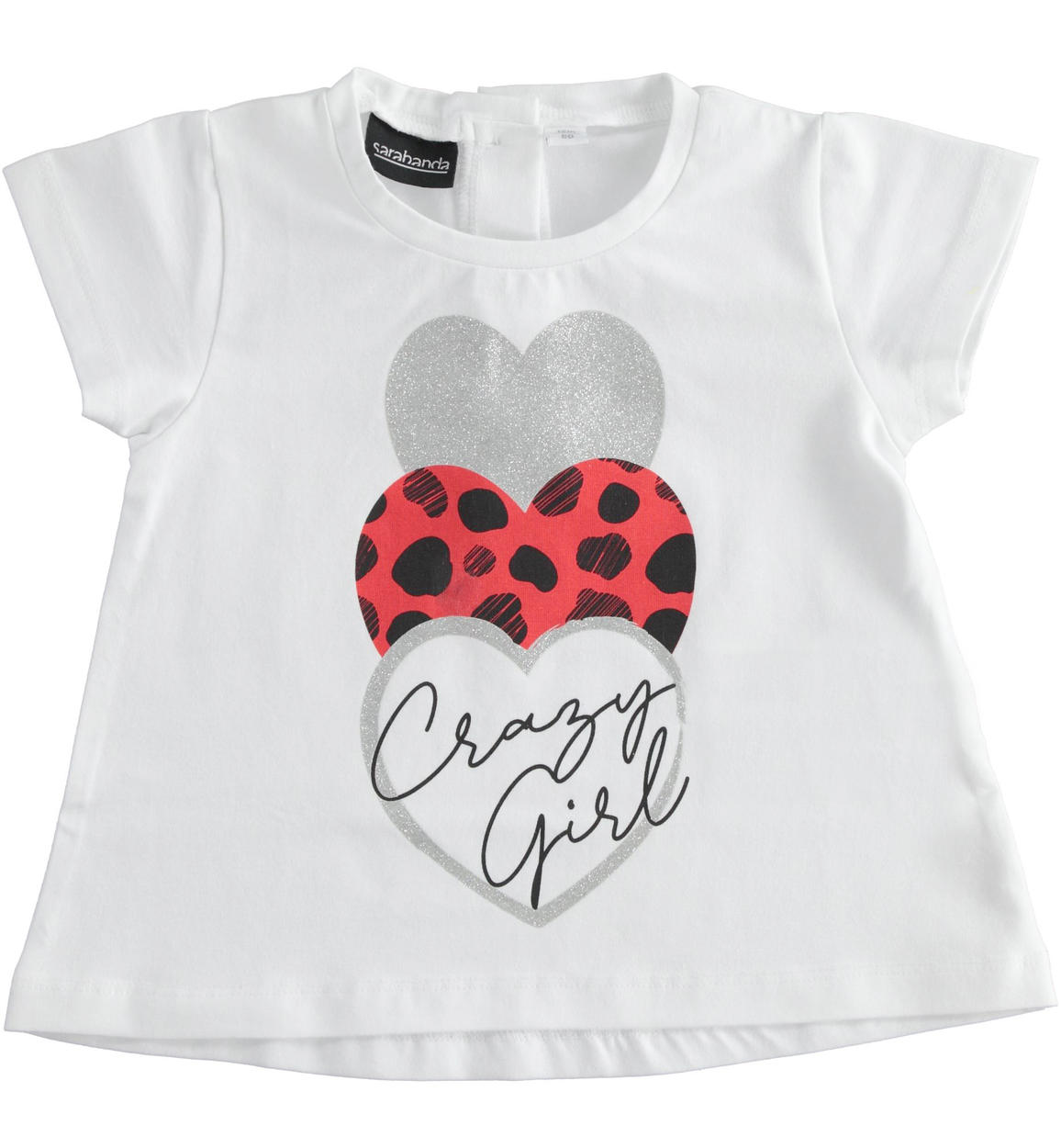T-shirt bambina in jersey stretch con cuori BIANCO Sarabanda-Promo