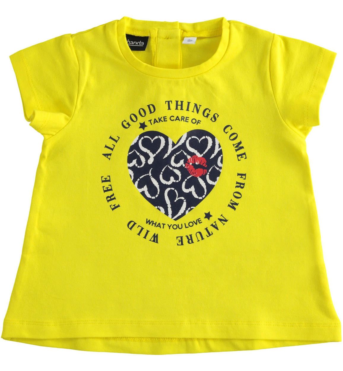 T-shirt bambina in jersey stretch con cuori GIALLO Sarabanda-Promo