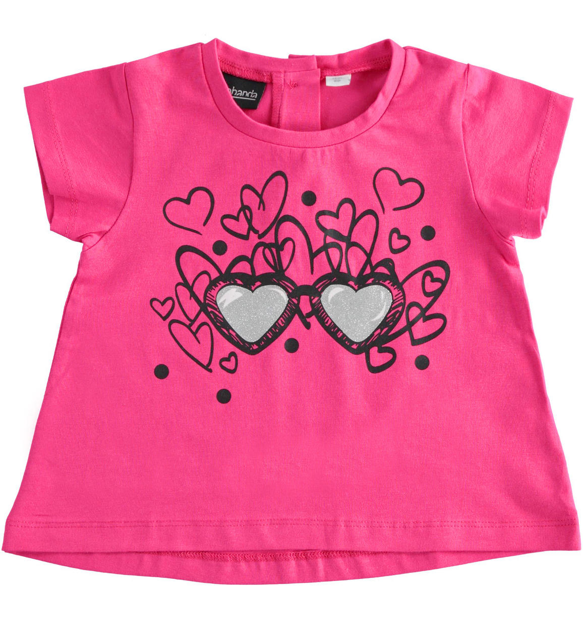 T-shirt bambina in jersey stretch con cuori FUCSIA Sarabanda-Promo