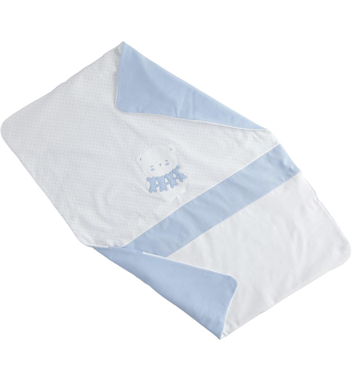 Copertina neonato 100% cotone organico modello unisex AZZURRO Minibanda