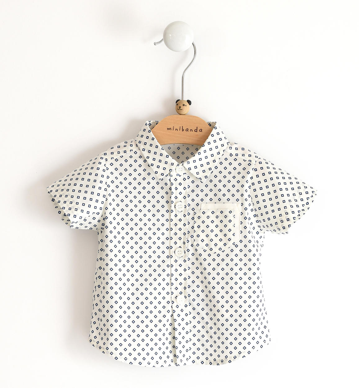 Camicia neonato a manica corta microfantasia PANNA Minibanda