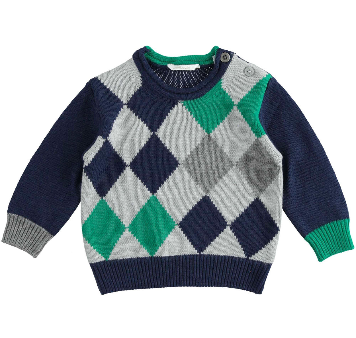 Maglioncino In Filo Di Cotone Organico Beige E Rosso Neonato Mayora
