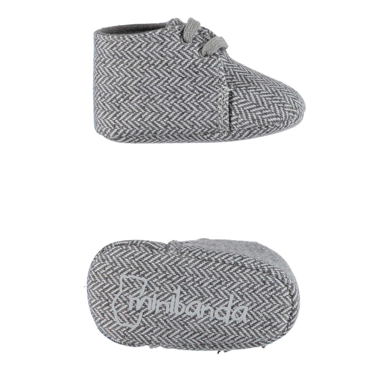 Scarpine neonato/sneakers cotone bianco/grigio - uncinetto - Battesimo