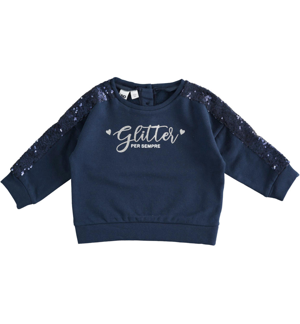Felpa in cotone invernale con paillettes e glitter per bambina da 6 mesi a 7 anni iDO