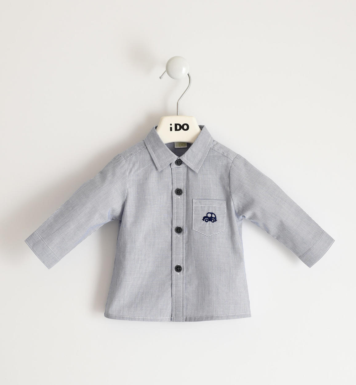 Camicia 100% cotone con stampa macchinina BLU iDO