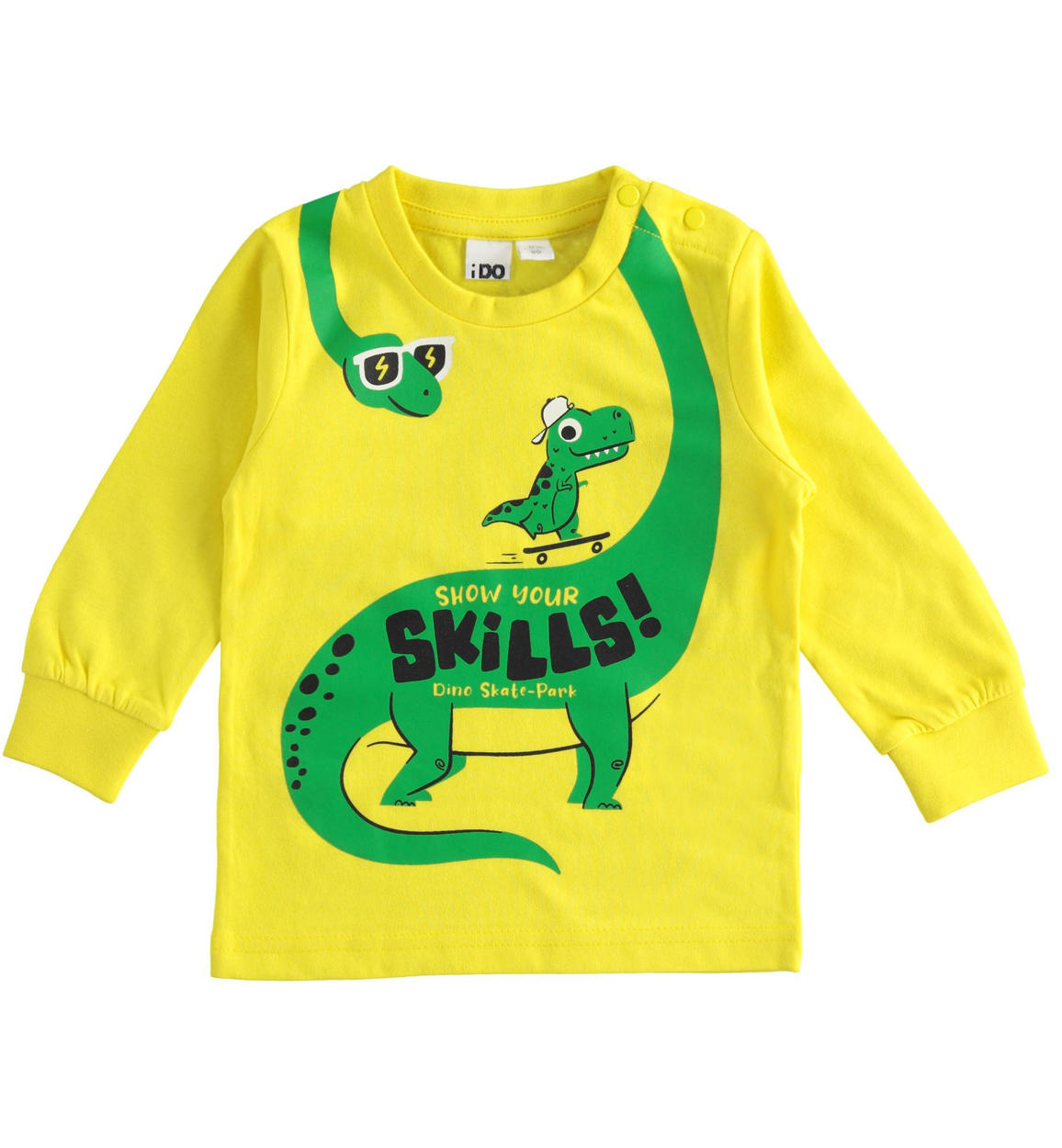 Maglietta girocollo 100% cotone con dinosauro GIALLO iDO