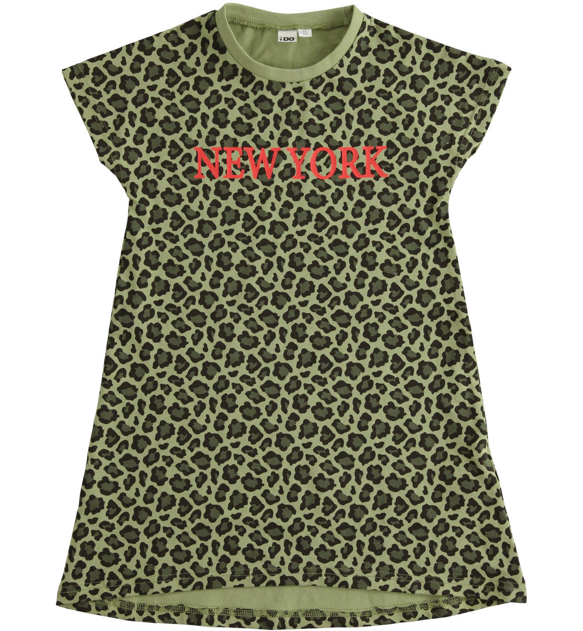Abito bambina in jersey stretch di cotone varie fantasie VERDE iDO