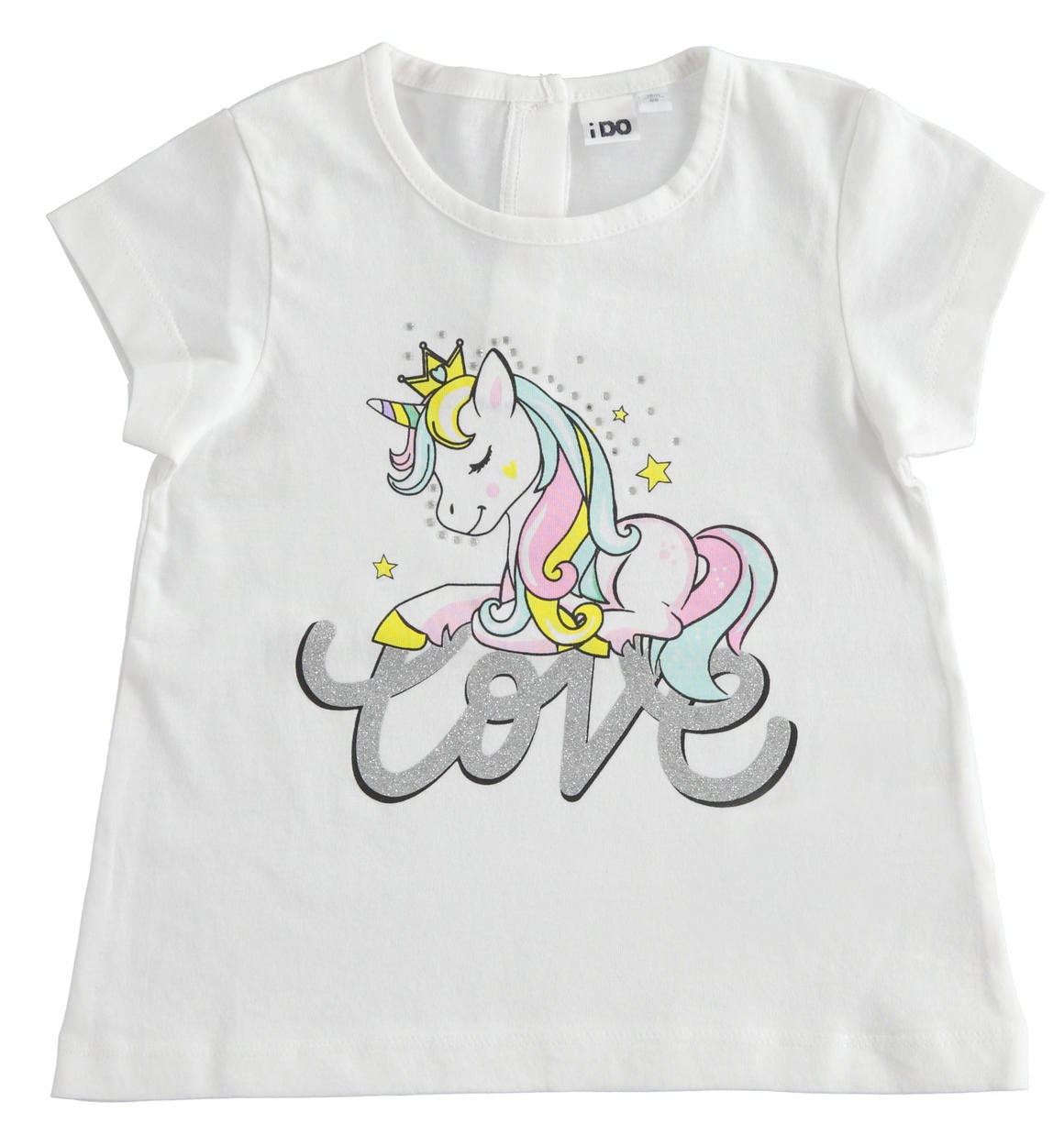 T-shirt bambina maniche corte  con stampa grafica BIANCO iDO