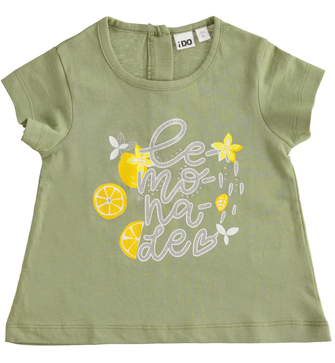 T-shirt bambina maniche corte  con stampa grafica VERDE iDO