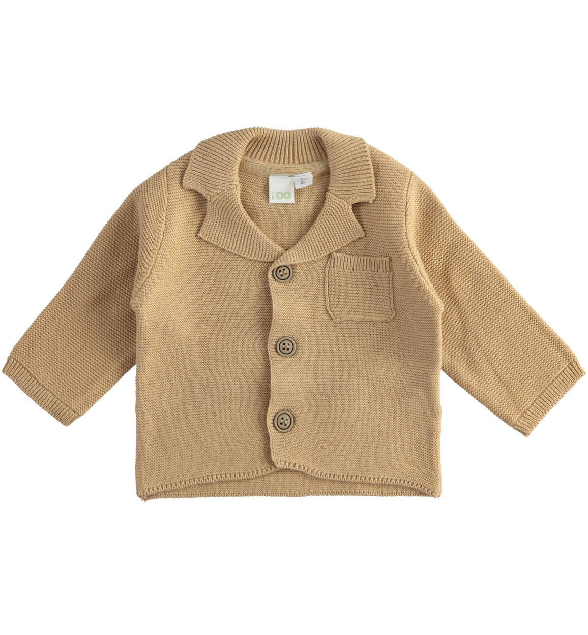 Cardigan neonato in tricot 100% cotone con taschino BLU iDO