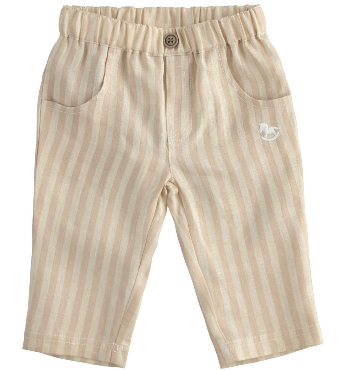 Elegante pantalone neonato in 100% lino BEIGE iDO