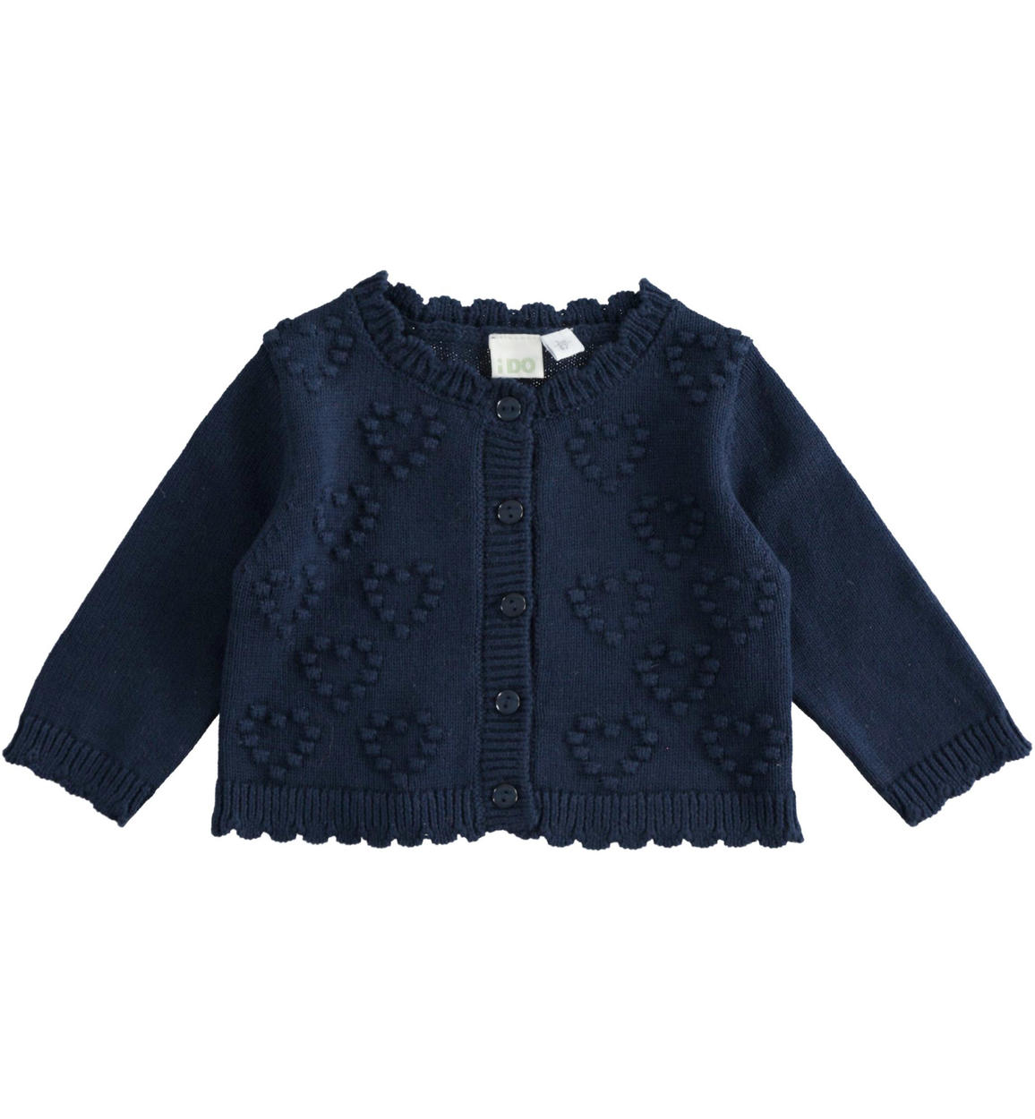 Cardigan neonata con cuori in tricot 100% cotone BLU iDO