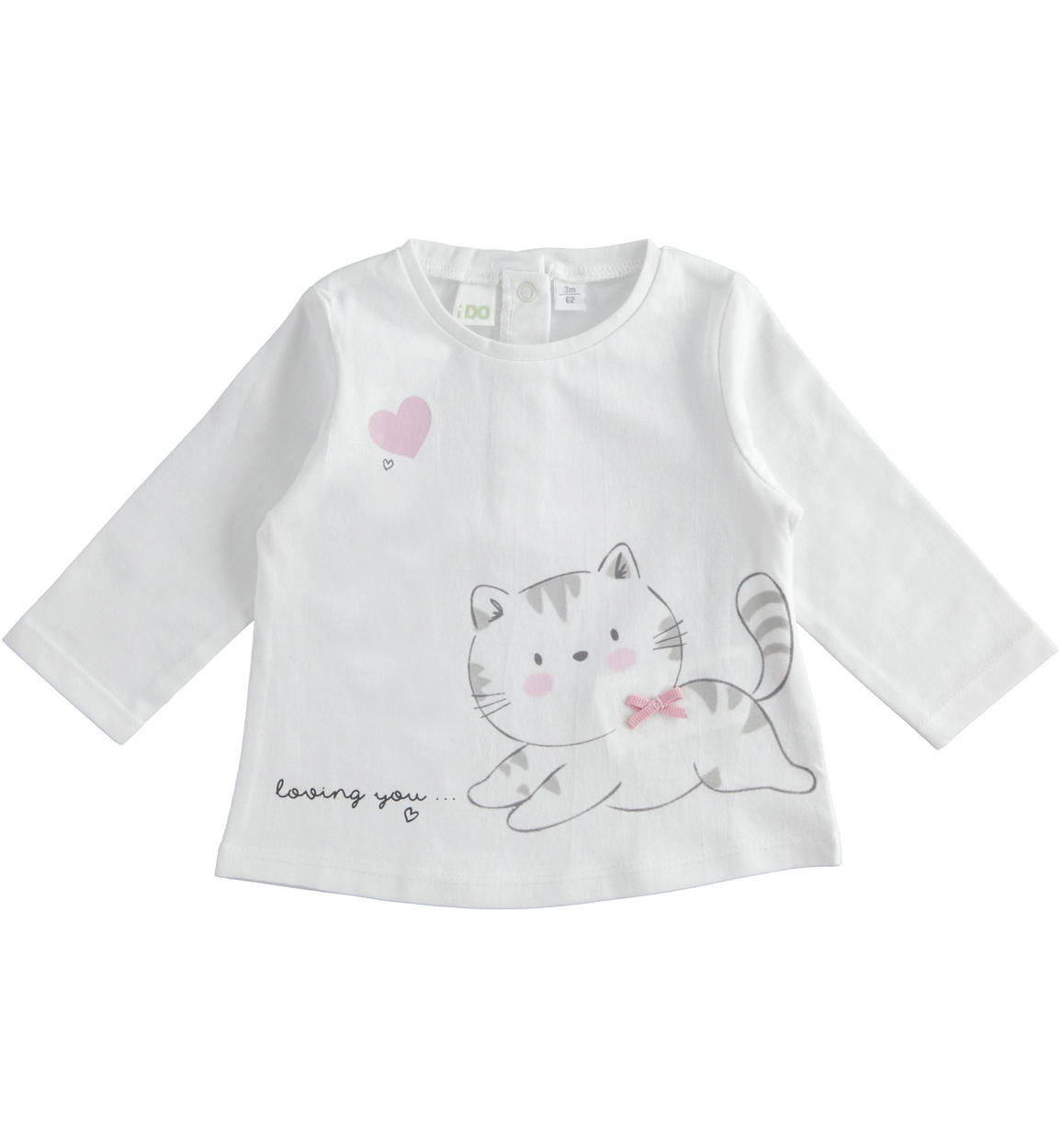 Maglietta manica lunga neonata in 100% cotone ROSA iDO