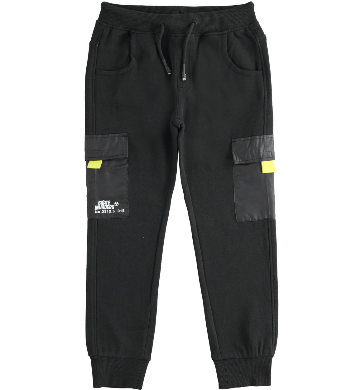 Pantaloni cargo bambino in 100% cotone NERO iDO