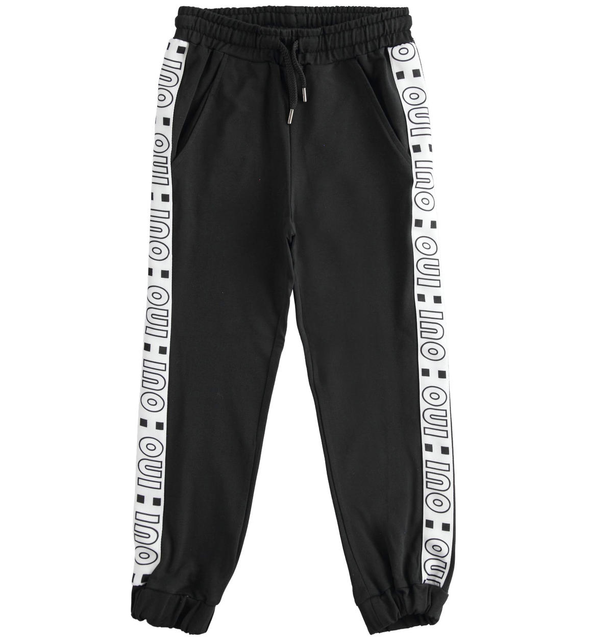 Pantaloni bambina in felpa di cotone con cavallo calato da 8 a 16